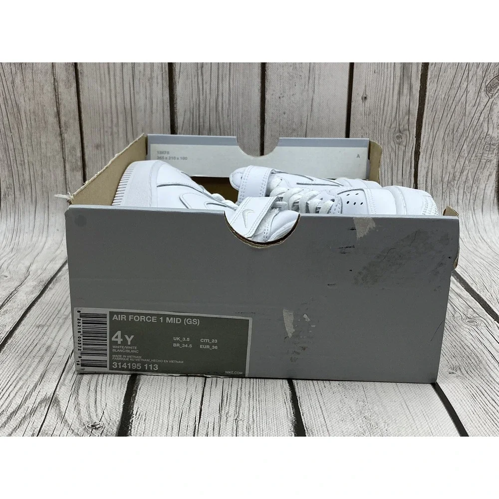 Nike Kids Air Force 1 Mid GS 'White' Size 4Y 314195 113